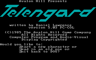 Telengard (DOS) screenshot: Title screen