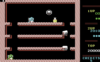 Bubble Bobble (Commodore 64) screenshot: The first level