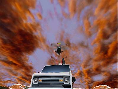 The Interstate '76 Arsenal (Windows) screenshot: Clean shot at the Chopter