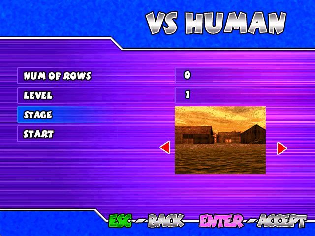 Drop and Blow (Windows) screenshot: The Player vs. Human game is the same as all the others. It does, however, have some additional configuration options