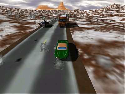 The Interstate '76 Arsenal (Windows) screenshot: Blast the school bus.