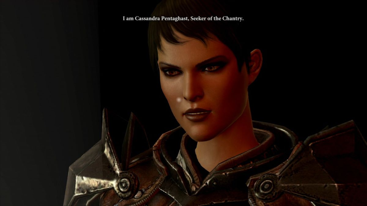 Dragon Age II (PlayStation 3) screenshot: Cassandra has a few questions for you to answer