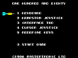 Pub Darts (ZX Spectrum) screenshot: Controls screen