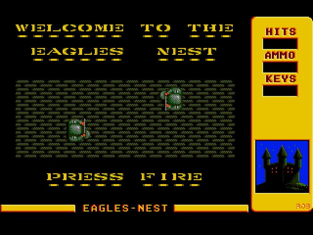 Into the Eagle's Nest (Amiga) screenshot: Welcome to the Eagle's Nest