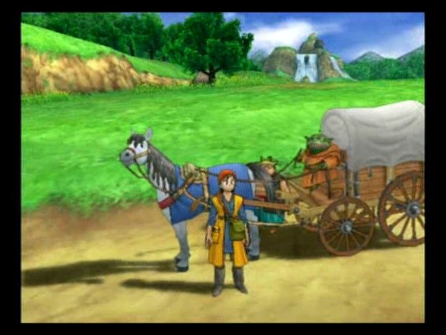 Dragon Quest VIII: Journey of the Cursed King (PlayStation 2) screenshot: The Hero, Yangus, Trode and the Princess, are featured briefly in the short opening movie