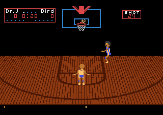 One-on-One (Atari 7800) screenshot: Taking a shot...
