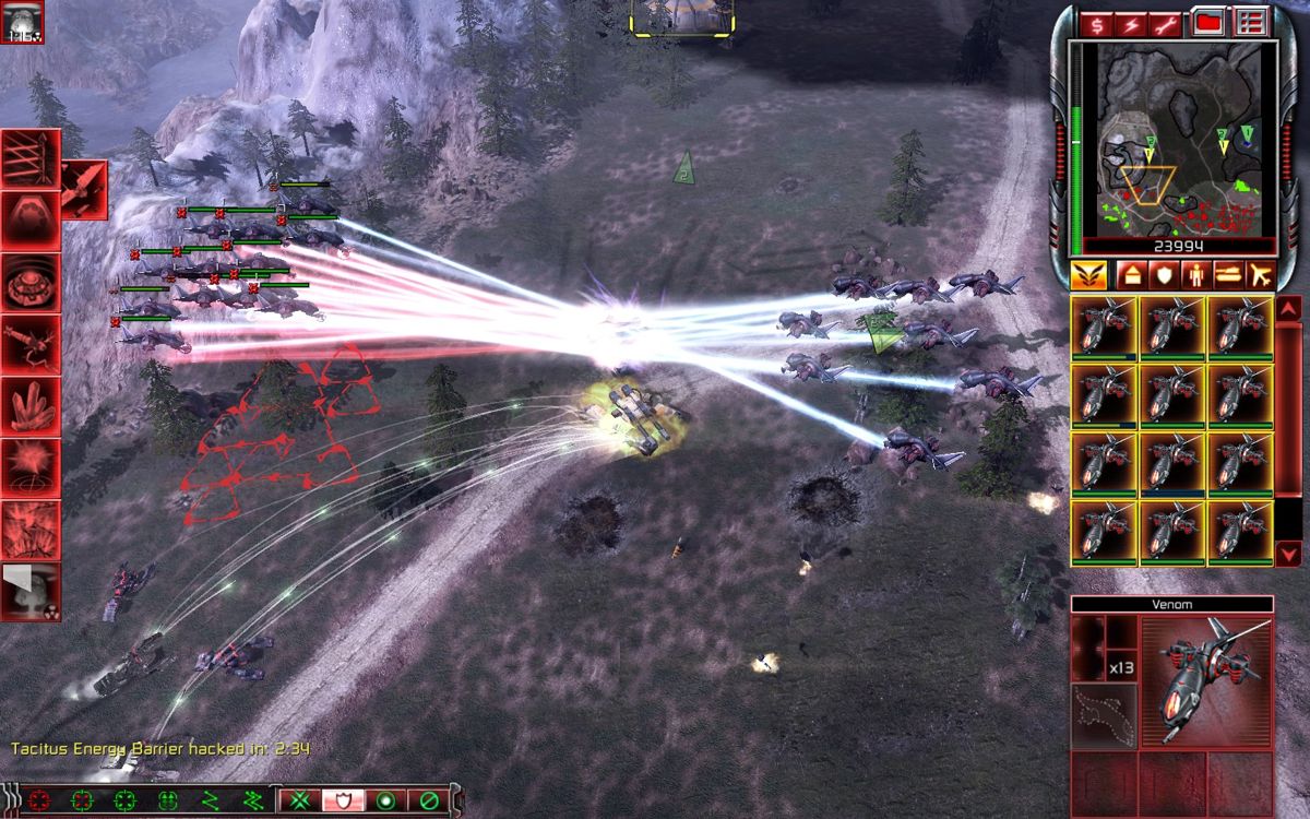 Command & Conquer 3: Kane's Wrath (Windows) screenshot: A fleet of elite Venoms can take out any ground unit