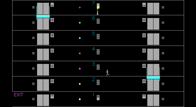 Elevators from Hell (DOS) screenshot: The game starts...