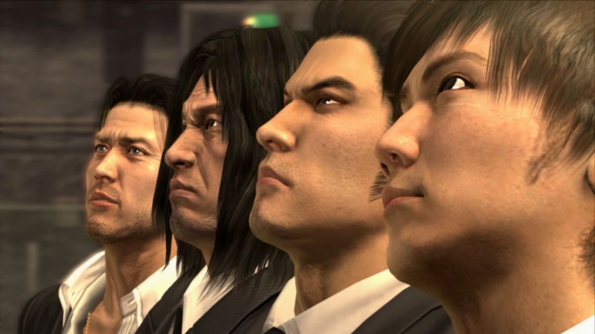 Yakuza 4 (PlayStation 3) screenshot: All four main protagonists brought here with the same goal