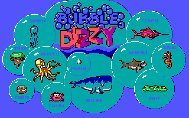 Bubble Dizzy (DOS) screenshot: Title screen (EGA)
