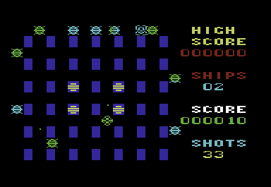 Crossfire (VIC-20) screenshot: A game in progress