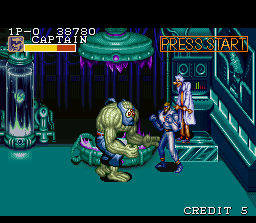 Captain Commando (SNES) screenshot: "That monster is just too big for me to handle on my own."