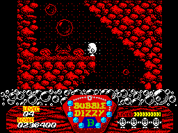 Bubble Dizzy (ZX Spectrum) screenshot: Resting on a ledge