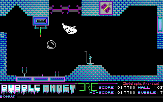 Bubble Ghost (DOS) screenshot: He can blow in other directions as well
