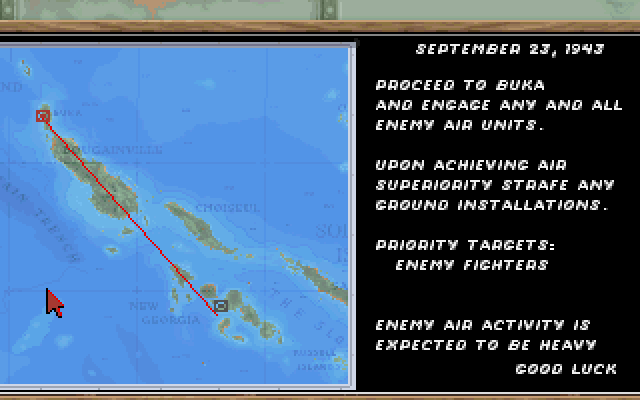 1942: The Pacific Air War (DOS) screenshot: Your Mission