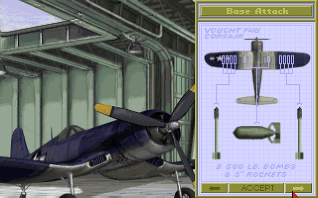 1942: The Pacific Air War (DOS) screenshot: American Airplane - Vought Corsair