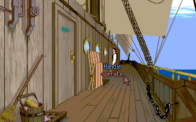 Cruise for a Corpse (DOS) screenshot: Aha! Good old "operate" is here to stay!