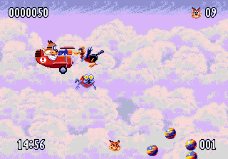 Bubsy II (Genesis) screenshot: Flying!