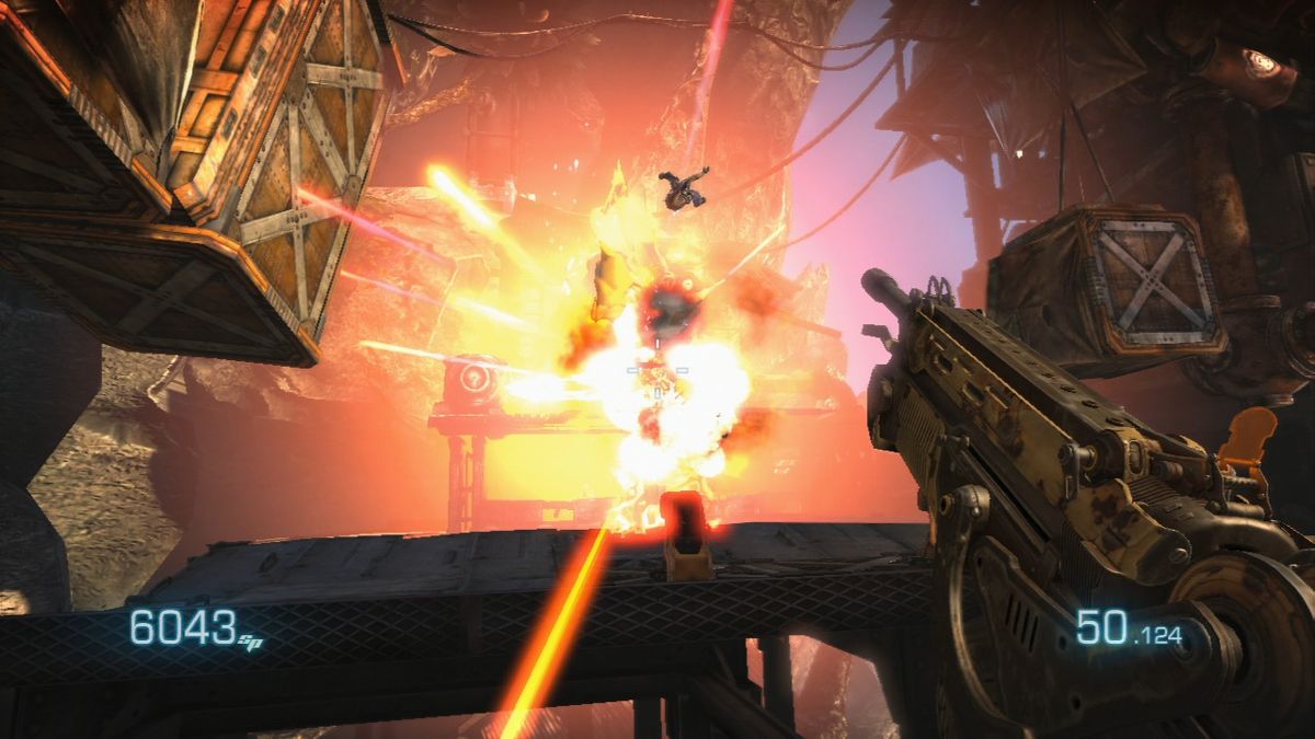 Bulletstorm (PlayStation 3) screenshot: Shoot at anything that can explode to take out nearby enemies