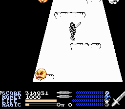 IronSword: Wizards & Warriors II (NES) screenshot: For the final battle you get to challenge all 4 elementals at the same time (smaller, more agile versions of them, anyway)