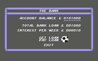 1st Division Manager (Commodore 64) screenshot: Loaning money