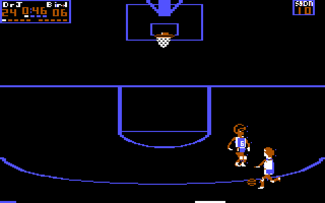 One-on-One (PC Booter) screenshot: playing the game - Tandy/PCjr