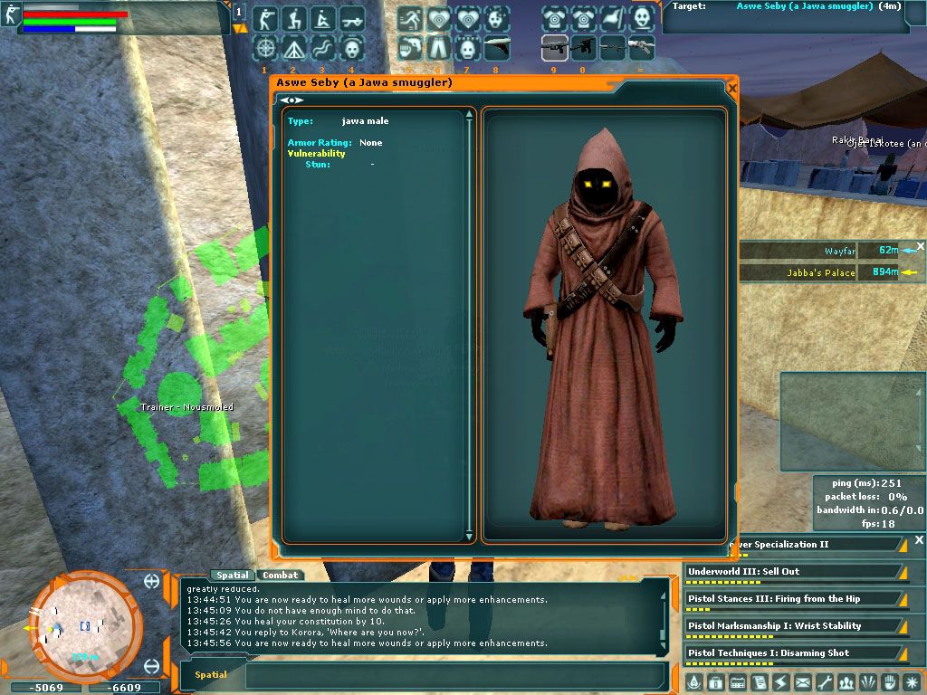 Star Wars: Galaxies - An Empire Divided (Windows) screenshot: Negotiating with a Jawa Smuggler