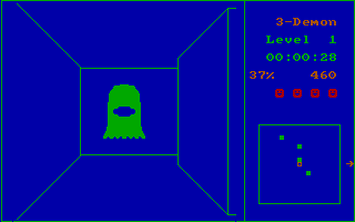 3-Demon (DOS) screenshot: Monster is green? Kick its arse