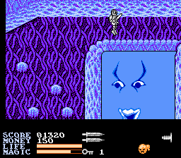 IronSword: Wizards & Warriors II (NES) screenshot: One on one with the water elemental.