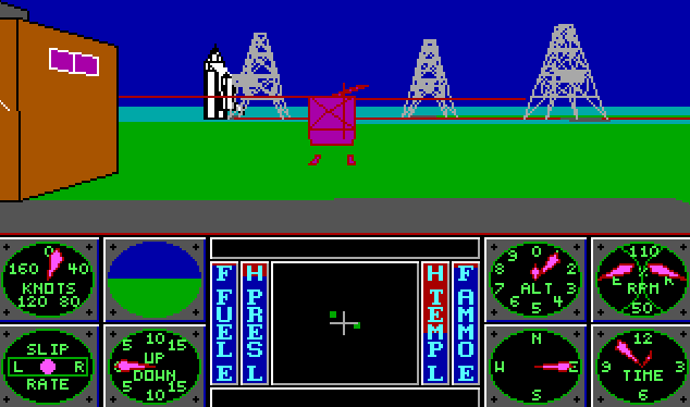 Sierra's 3-D Helicopter Simulator (DOS) screenshot: Visiting NASA