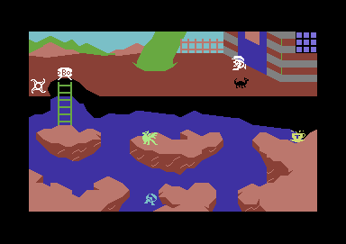 Giant's Revenge (Commodore 64) screenshot: Jumping over a creature