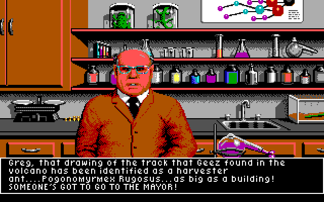 It Came from the Desert (DOS) screenshot: Dr. H.G. Wells, your window to the world of ants