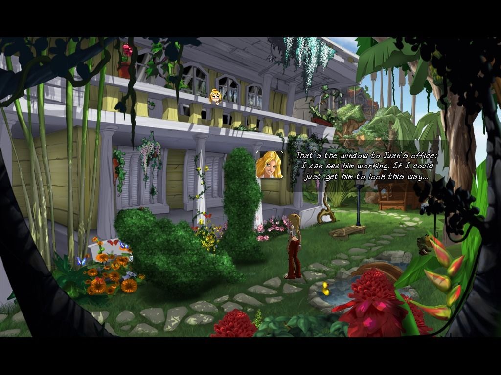 So Blonde (Windows) screenshot: Garden behind the mansion