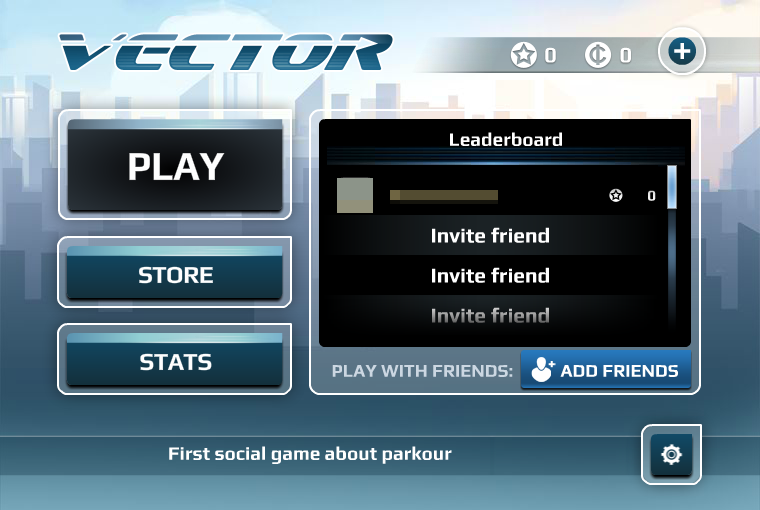 Vector (Browser) screenshot: Title and main menu (names and images blurred for privacy)