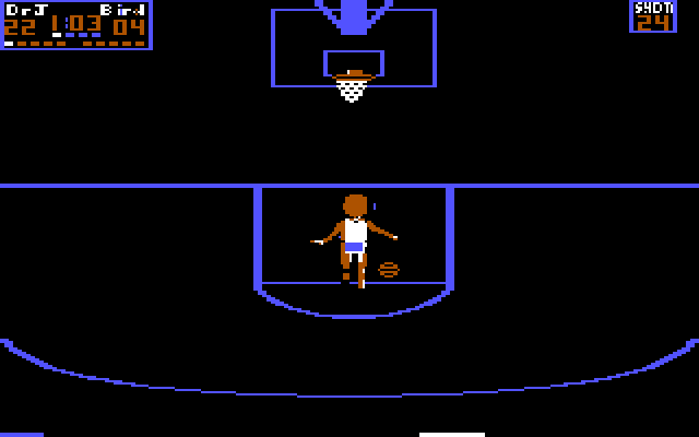 One-on-One (PC Booter) screenshot: taking a penalty shot - Tandy/PCjr