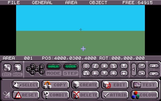 Virtual Reality Studio (DOS) screenshot: A game being created