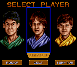 3 Ninjas Kick Back (SNES) screenshot: Player Select Screen