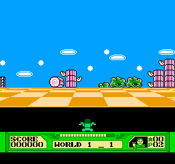 3-D WorldRunner (NES) screenshot: Falling down the hole