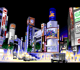 3x3 Eyes: Sanjiyan Henjō (TurboGrafx CD) screenshot: A view of Tokyo