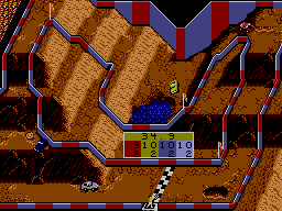 Ivan 'Ironman' Stewart's Super Off Road (SEGA Master System) screenshot: Climbing the mountain