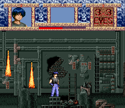 3x3 Eyes: Jūma Hōkan (SNES) screenshot: How to get past the flames?..