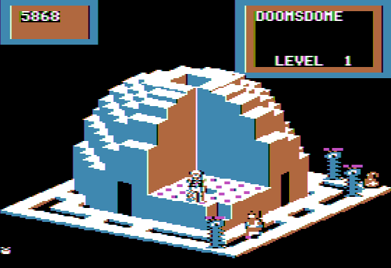Crystal Castles (Apple II) screenshot: Those springs try to collect gems too