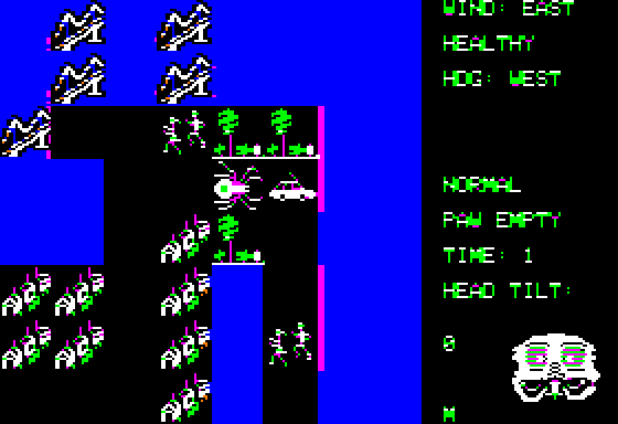 Crush, Crumble and Chomp! (Apple II) screenshot: Giant spider invasion!!