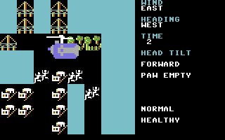 Crush, Crumble and Chomp! (Commodore 64) screenshot: Giant flying mechanoid invasion!