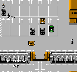 Jackal (NES) screenshot: Entering the enemy's naval base