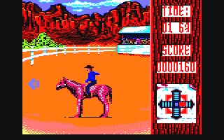 Buffalo Bill's Wild West Show (Amstrad CPC) screenshot: Bronco riding