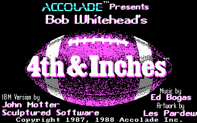 4th & Inches (DOS) screenshot: Title screen (CGA)