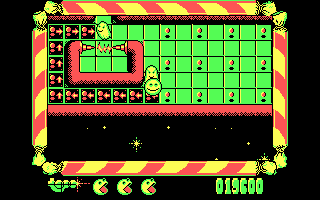 Mad Mix Game (DOS) screenshot: Run from the ghosts