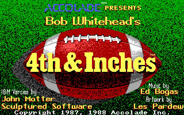 4th & Inches (DOS) screenshot: Title screen (EGA/Tandy)
