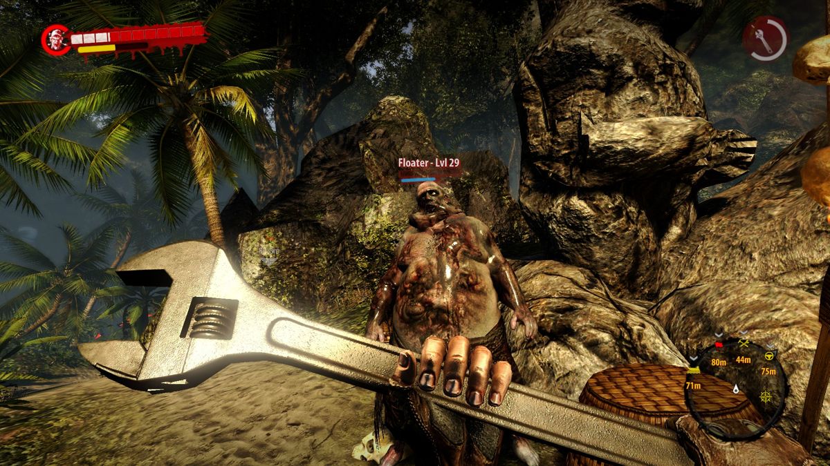 Dead Island: Riptide (Windows) screenshot: A big wrench for a big guy.